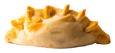 Empanada de pulled pork com uma coroa de pontas em pé no alto